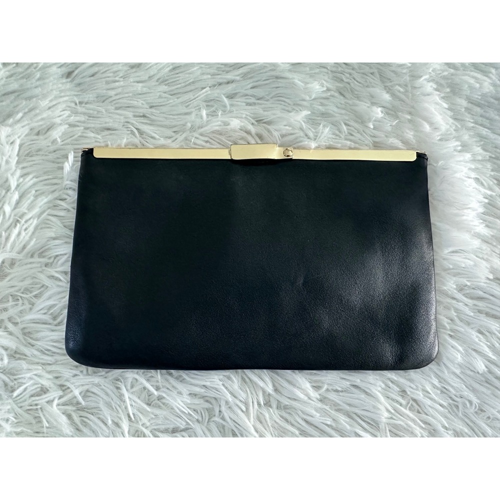 J crew black leather clutch bag handbag - Picture 6 of 8